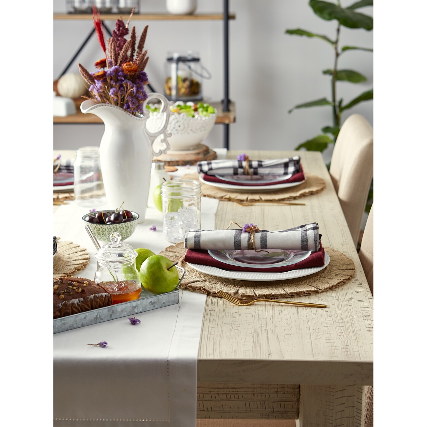 DII Natural Jute Round Ruffle Trim  Placemat Set/6