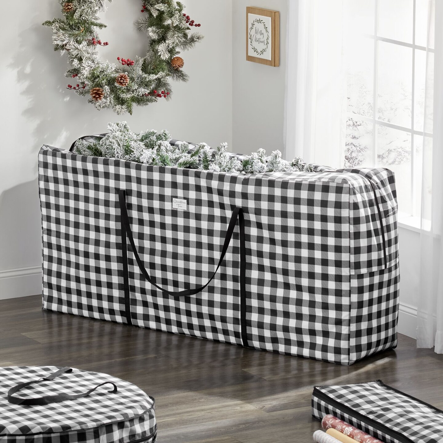 mDesign Extra Large Christmas Tree Storage Bag with Handles, Zip Close