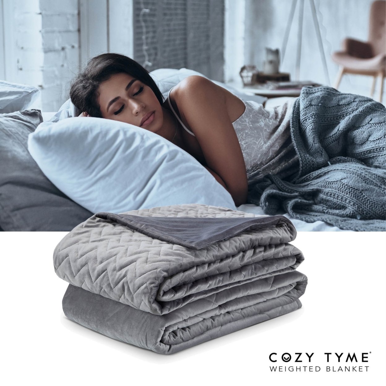 Cozy Tyme Eshe Cotton Weighted Blanket-Calm Sleeping Quilted Cover