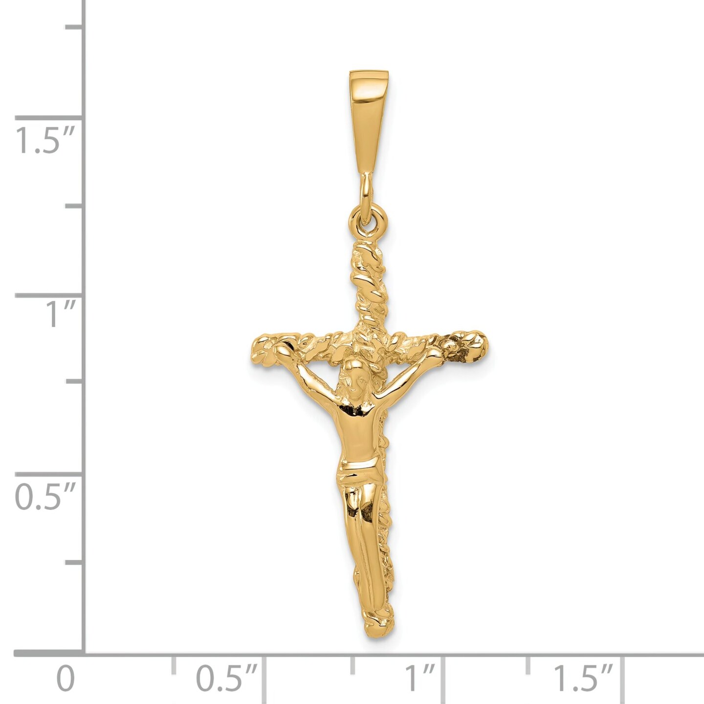 10K Yellow Gold Crucifix Pendant Charm Religious New 40 X 16mm Jewerly