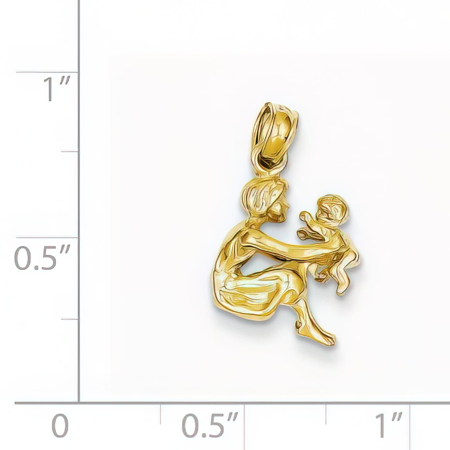 14K Gold Mother & Baby Charm Pendant Family Jewelry 18mm x 11mm