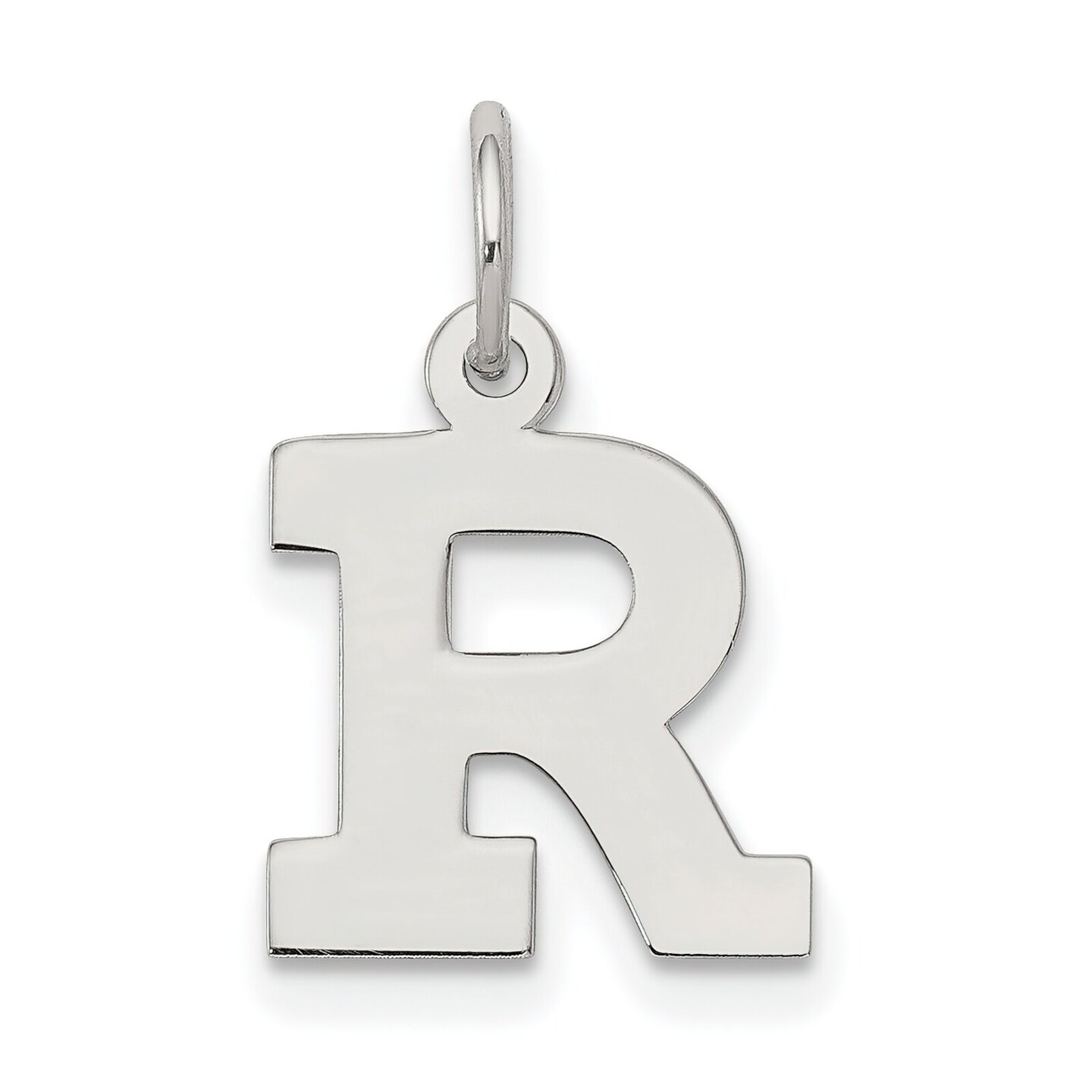 Sterling Silver Small Block Initial Letter R Charm Jewerly 16mm x 10mm
