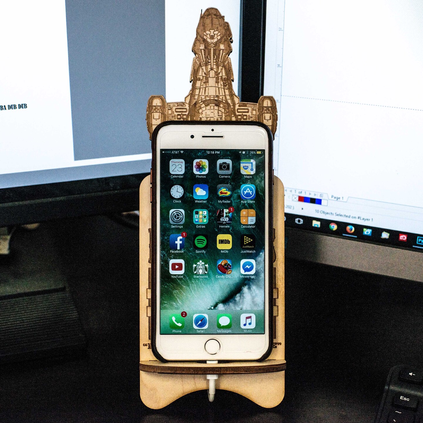 Phone Charging Station - Browncoats - Raw Wood