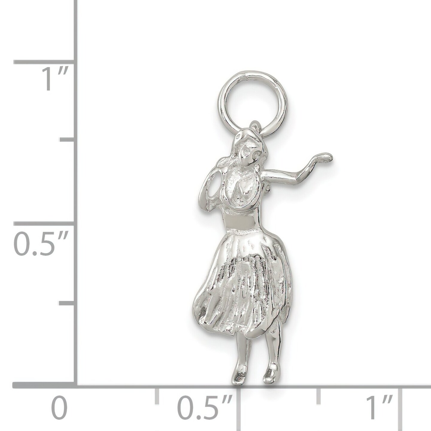 Sterling Silver Hula Dancer Charm Pendant Hawaii
