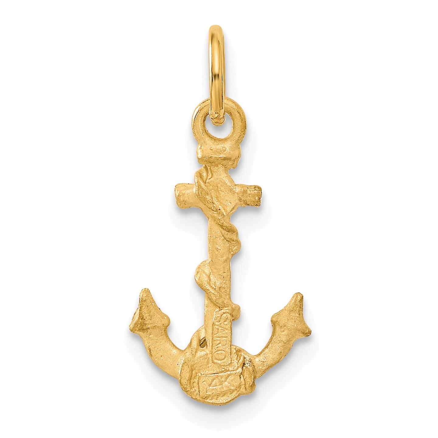 14K Yellow Gold Anchor Rope Charm Sailing Pendant Jewerly 22mm x 10mm