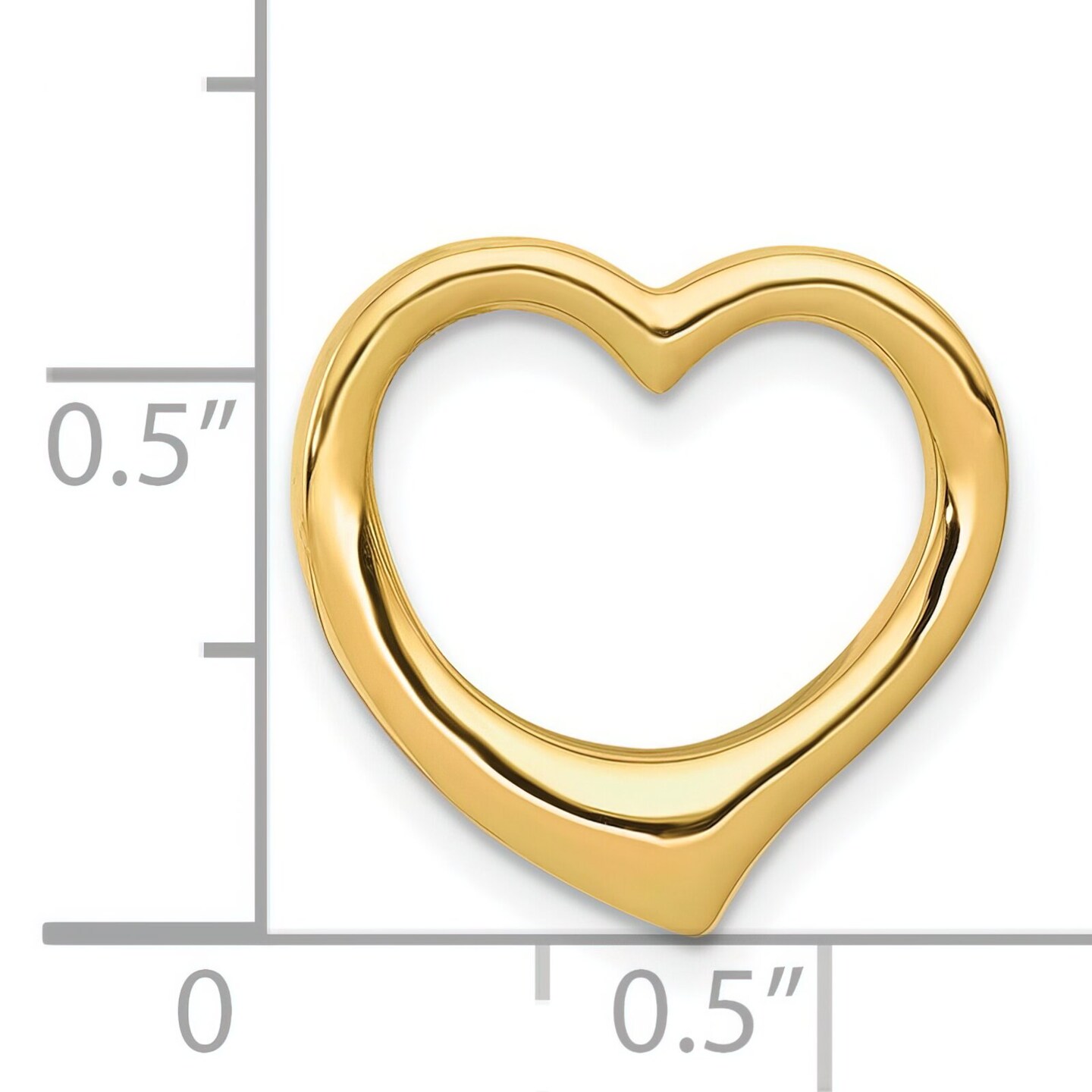 14K Gold 3D Floating Heart Slide Pendant Love Charm 15 X 14mm Jewerly