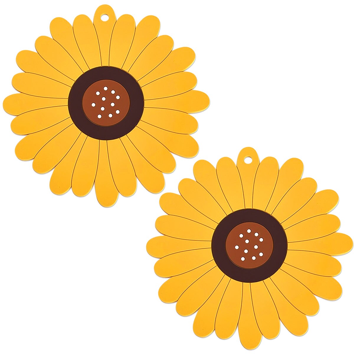 Wrapables Sunflower Coasters, Trivet Mats, Pot Holders for Cups, Drinks, Pots and Pans (Set of 2)