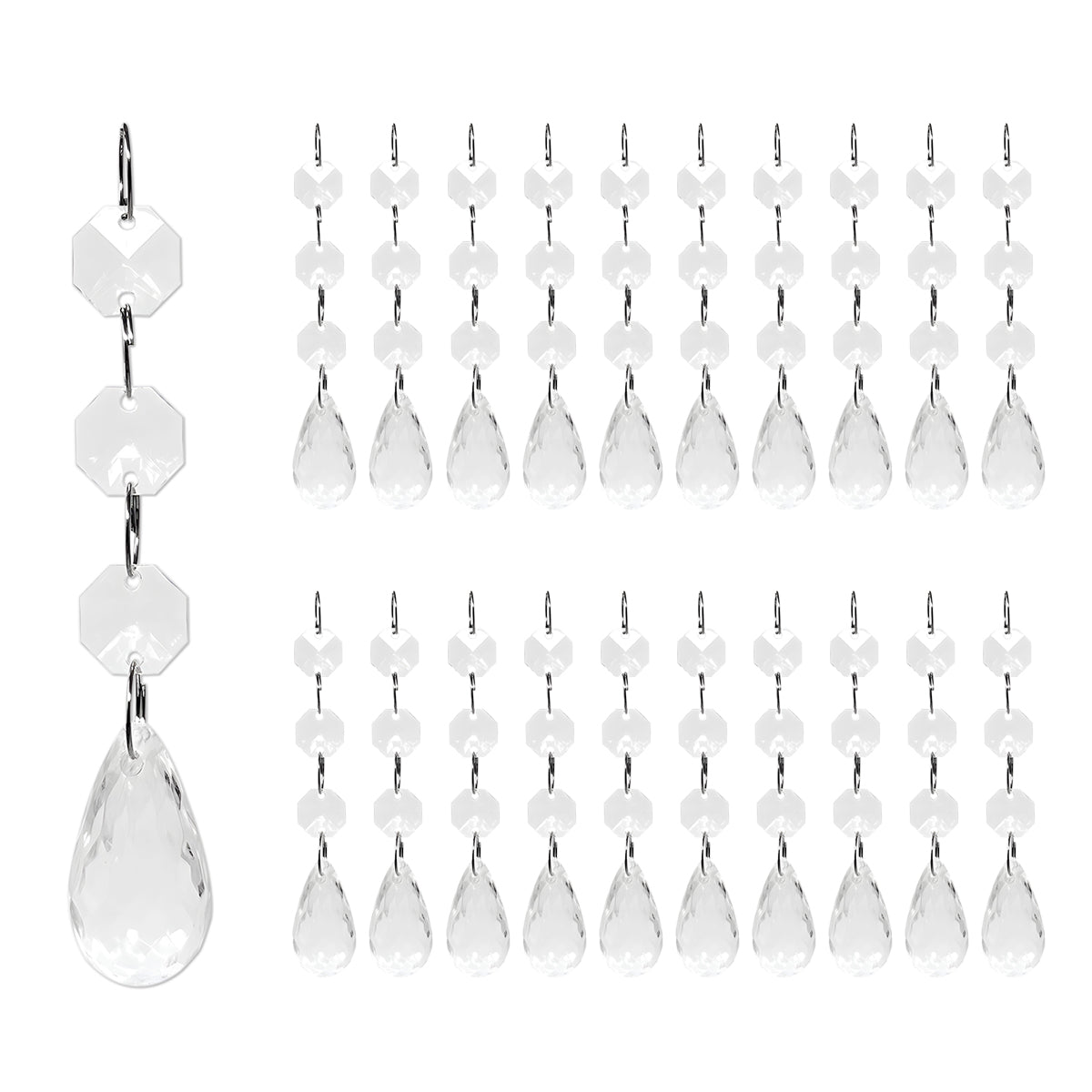 Wrapables Acrylic Hanging Crystal Bead Strands for Chandeliers, Garlands, Wedding Decorations, Christmas Tree Ornaments (20pcs)