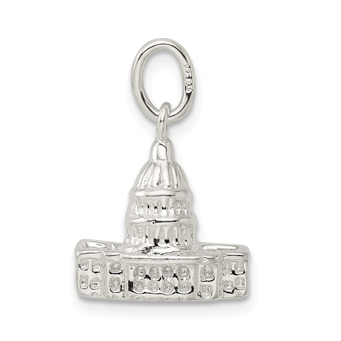 Sterling Silver Capitol Building Charm Pendant Jewelry 23mm x 15mm