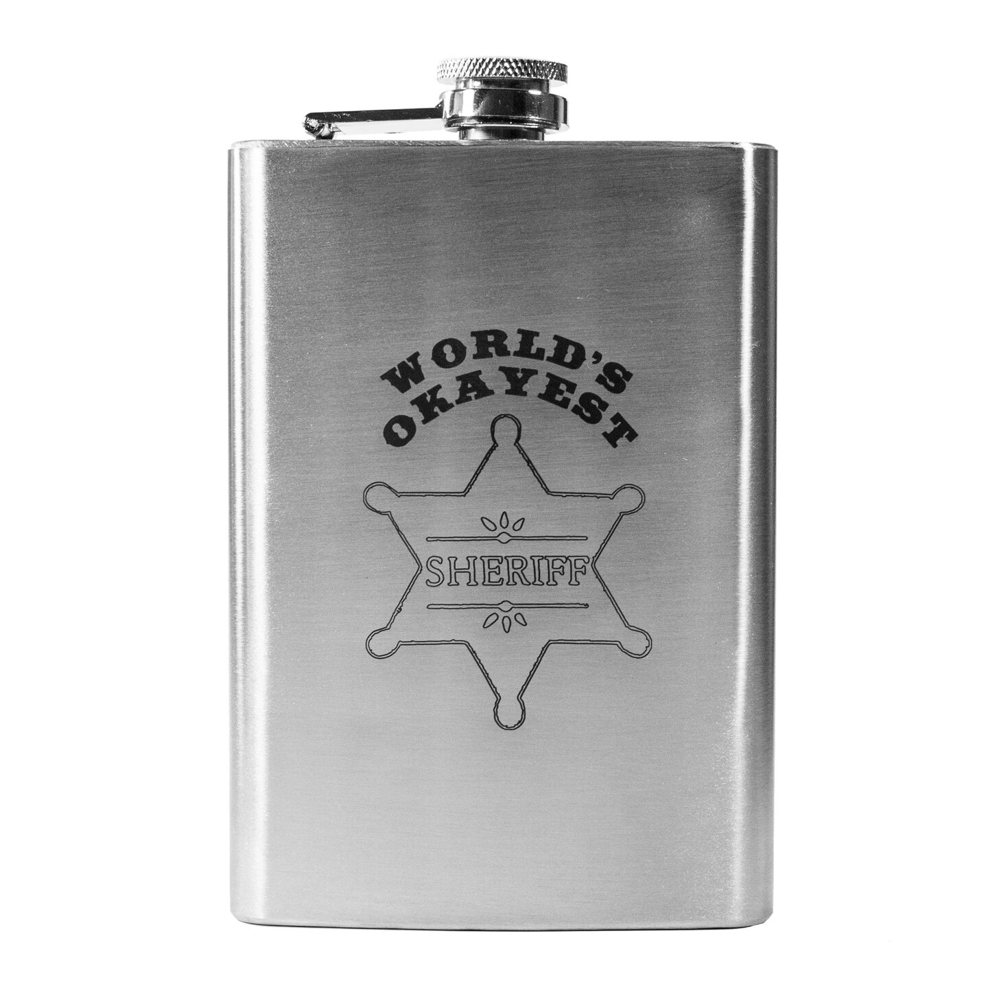 8oz World's Okayest Sheriff Stainless Steel Flask 8oz World's Okayest Sheriff Stainless Steel Flask