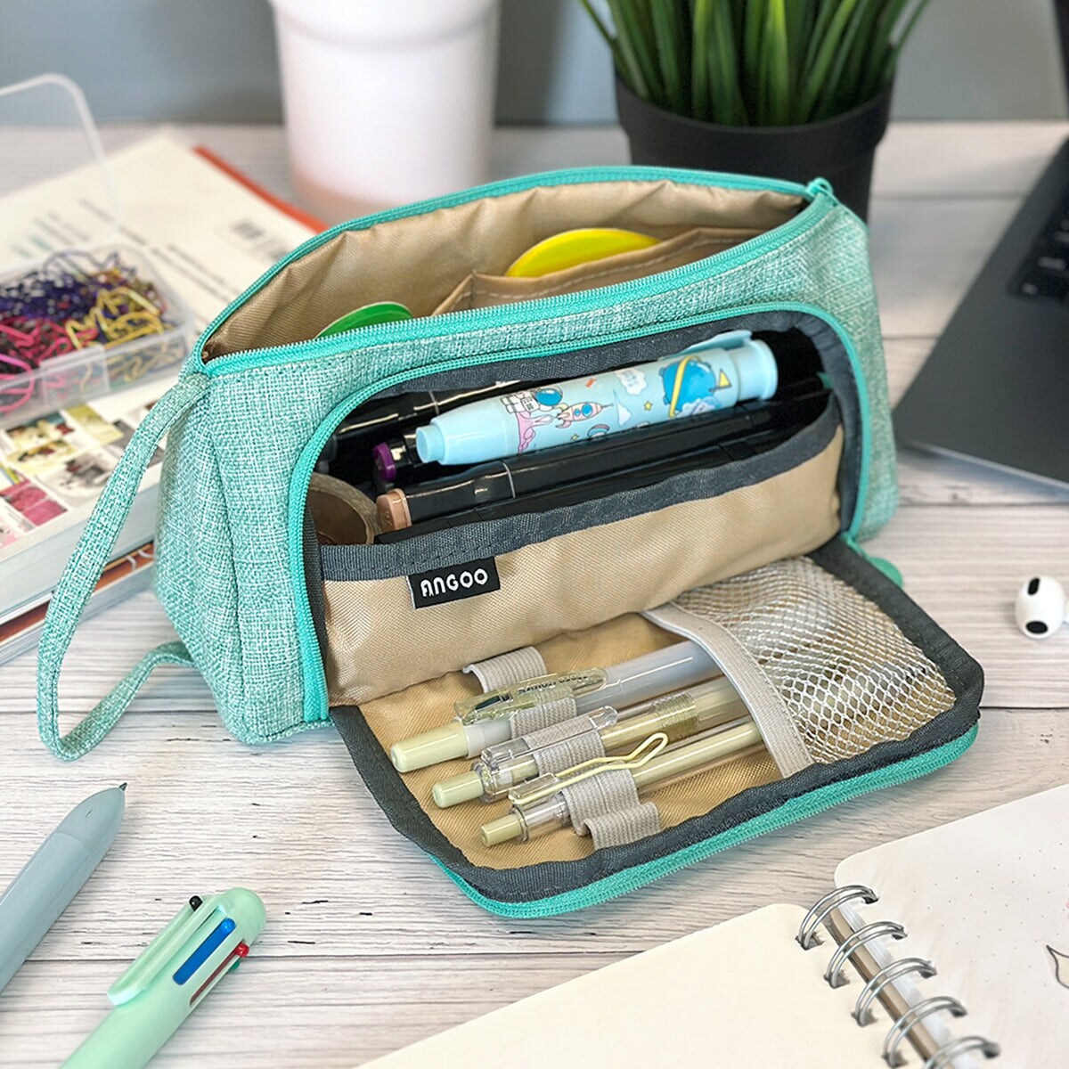 Wrapables Large Capacity Pencil Case, Portable Pencil Pouch for Stationery Office Supplies
