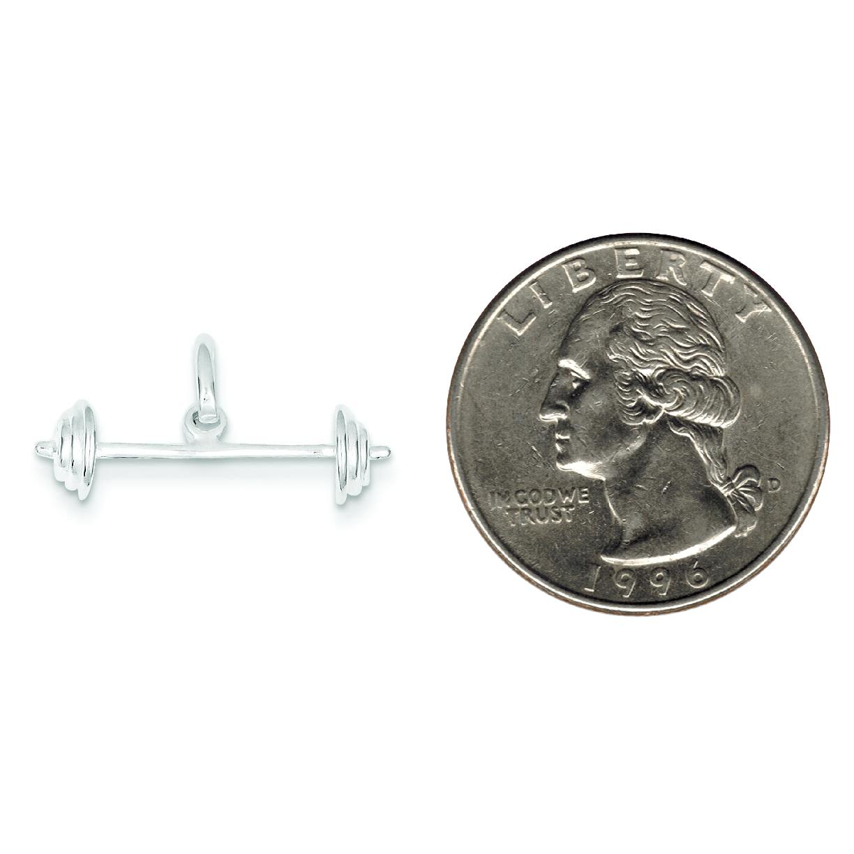 Sterling Silver Barbell Charm Pendant Weightlifting