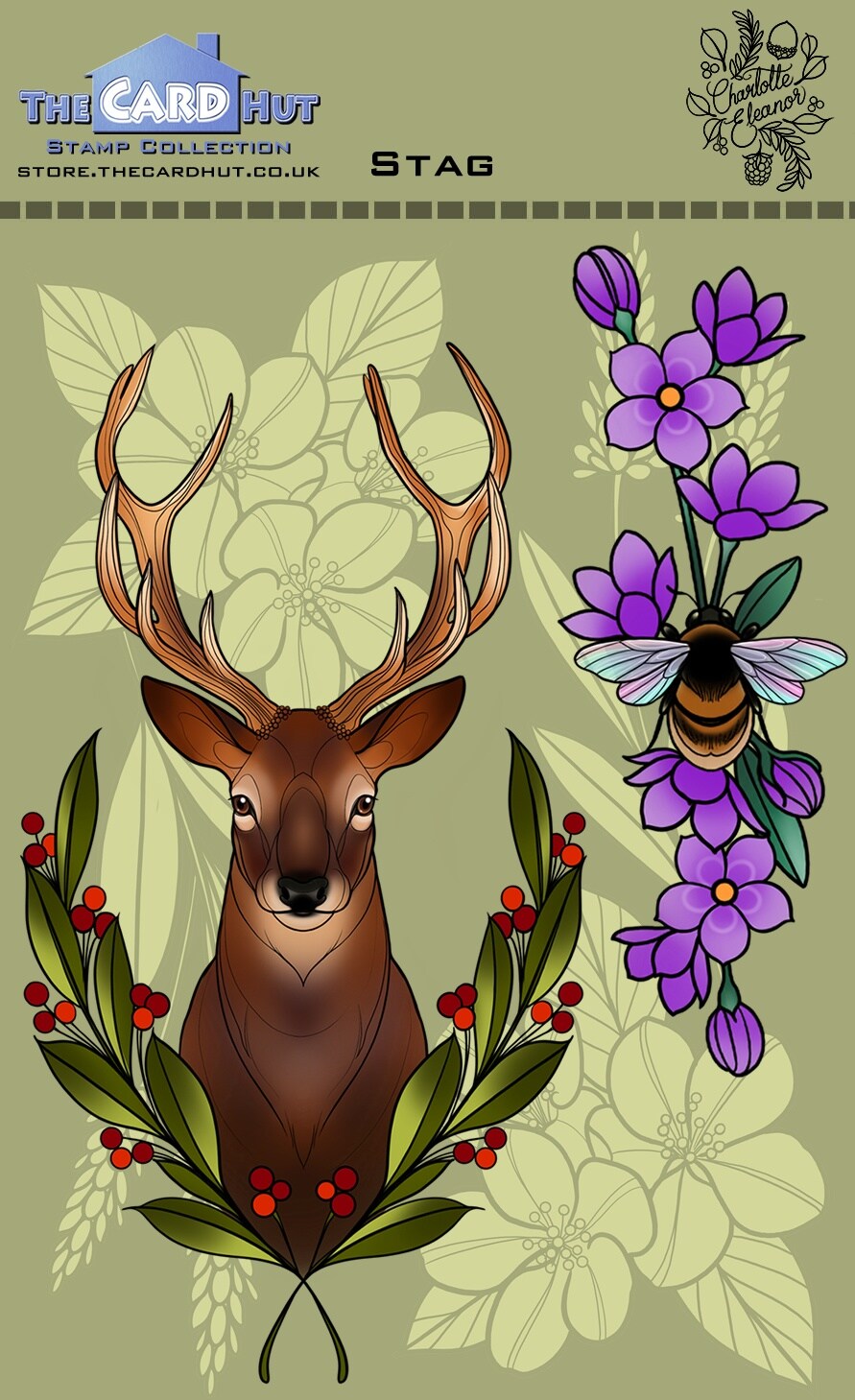 The Card Hut Clear Stamps 8&#x22;X6&#x22; By Charlotte Eleanor-Flora And Fauna - Stag