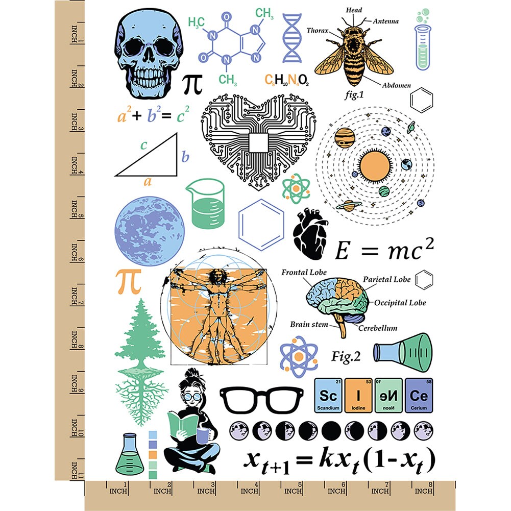Nerdy Science Math Geek Temporary Tattoo Water Resistant Fake Body Art Set Collection