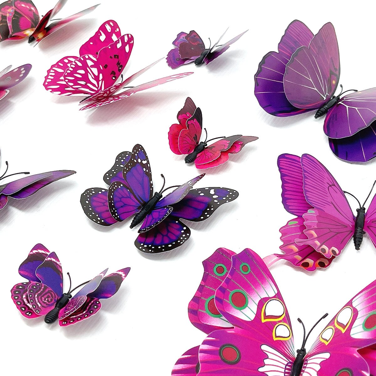 Wrapables 3D Double Wings Butterfly Decorative Wall Decor Stickers, Decals for Bedroom (24 pcs)