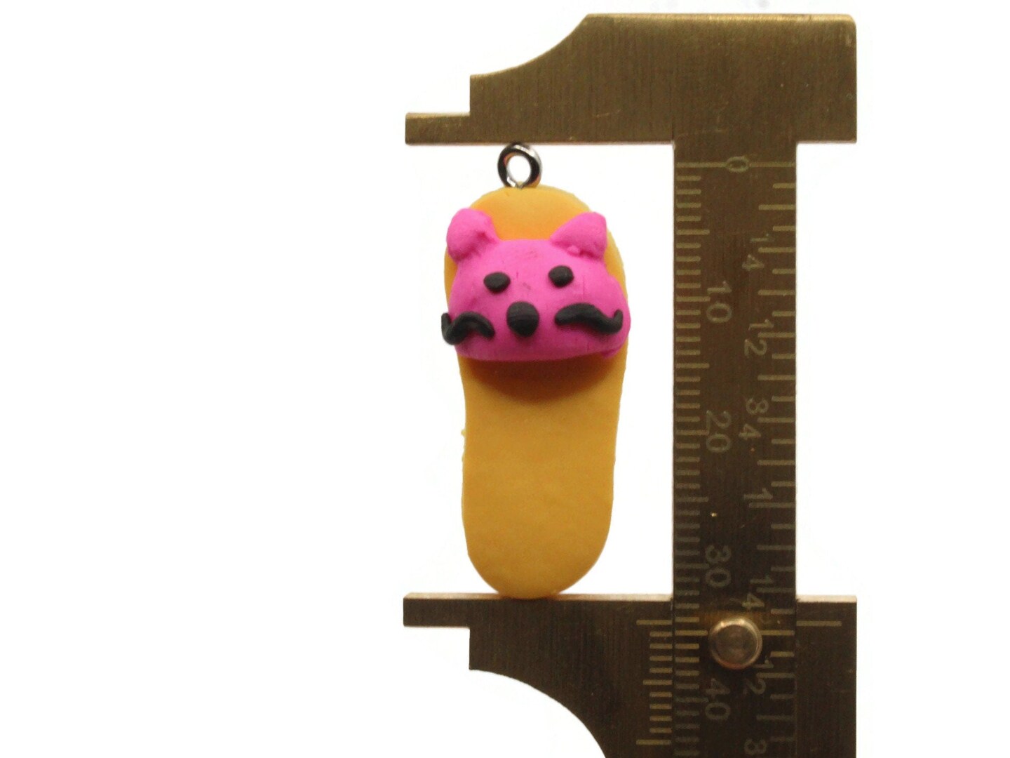 5 34mm Yellow and Pink Kitty Cat Polymer Clay Miniature Slipper Charms