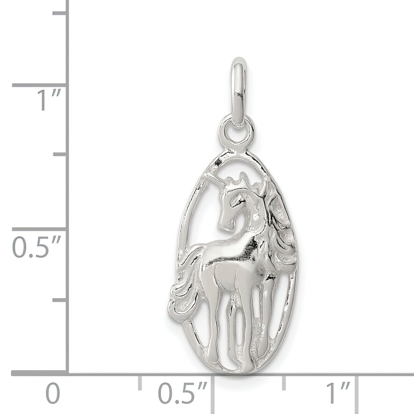 Sterling Silver Unicorn in Frame Charm Pendant Jewelry 30mm x 12mm