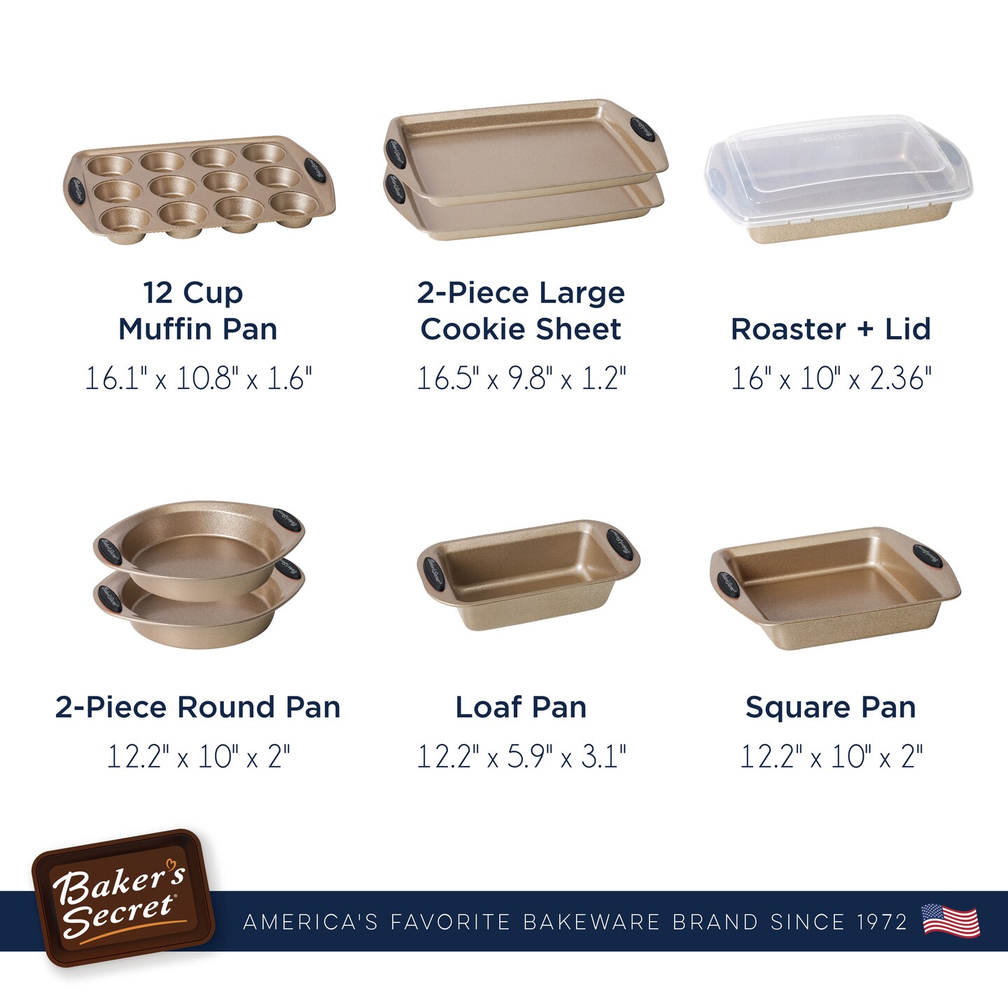 Baker's Secret Bakeware Sets - 9 Pieces Baking Pans Set with Grip - Baking  Sheets for Oven Nonstick Set, Wedding Registry Items baking dishes for oven  - Nonstick bakeware pan set