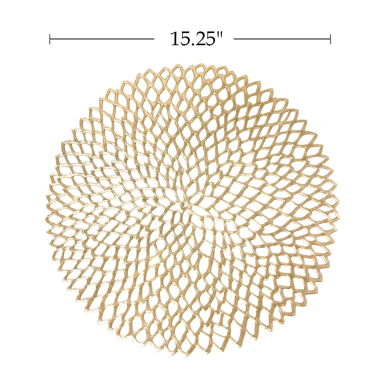 Wrapables Vinyl Metallic Colored Placemats for Weddings, Parties, Special Events (Set of 4), Champagne Round Floral