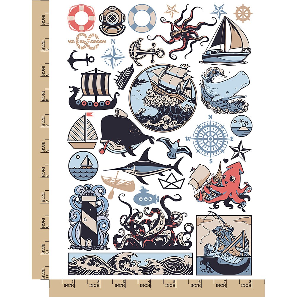 Anchor Pirate Skull Nautical Temporary Tattoos For Women And Men Astronaut  Ship And Seahorse Design Neck, Arm, Hand Small Size Z0403 From Misihan09,  $3.8 | DHgate.Com