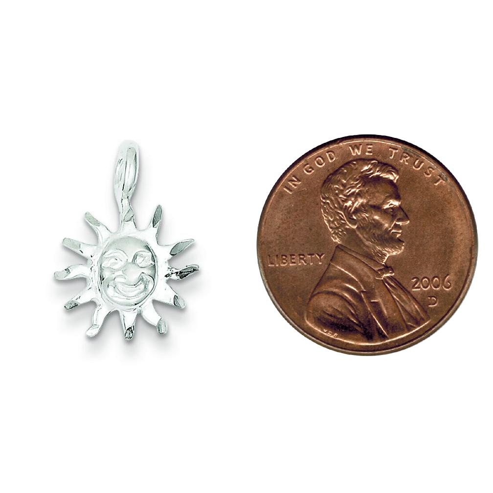 Sterling Silver Sun Charm Pendant Celstial Jewelry 20mm x 12mm