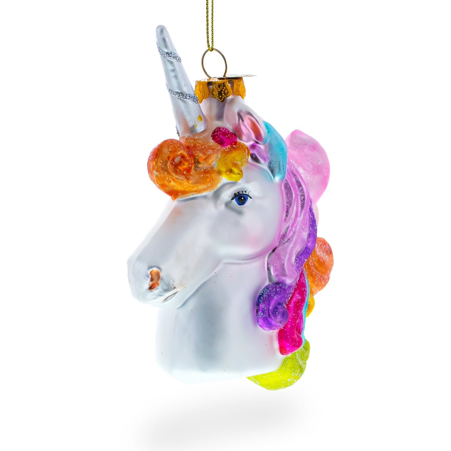 Rainbow Unicorn Glass Christmas Ornament