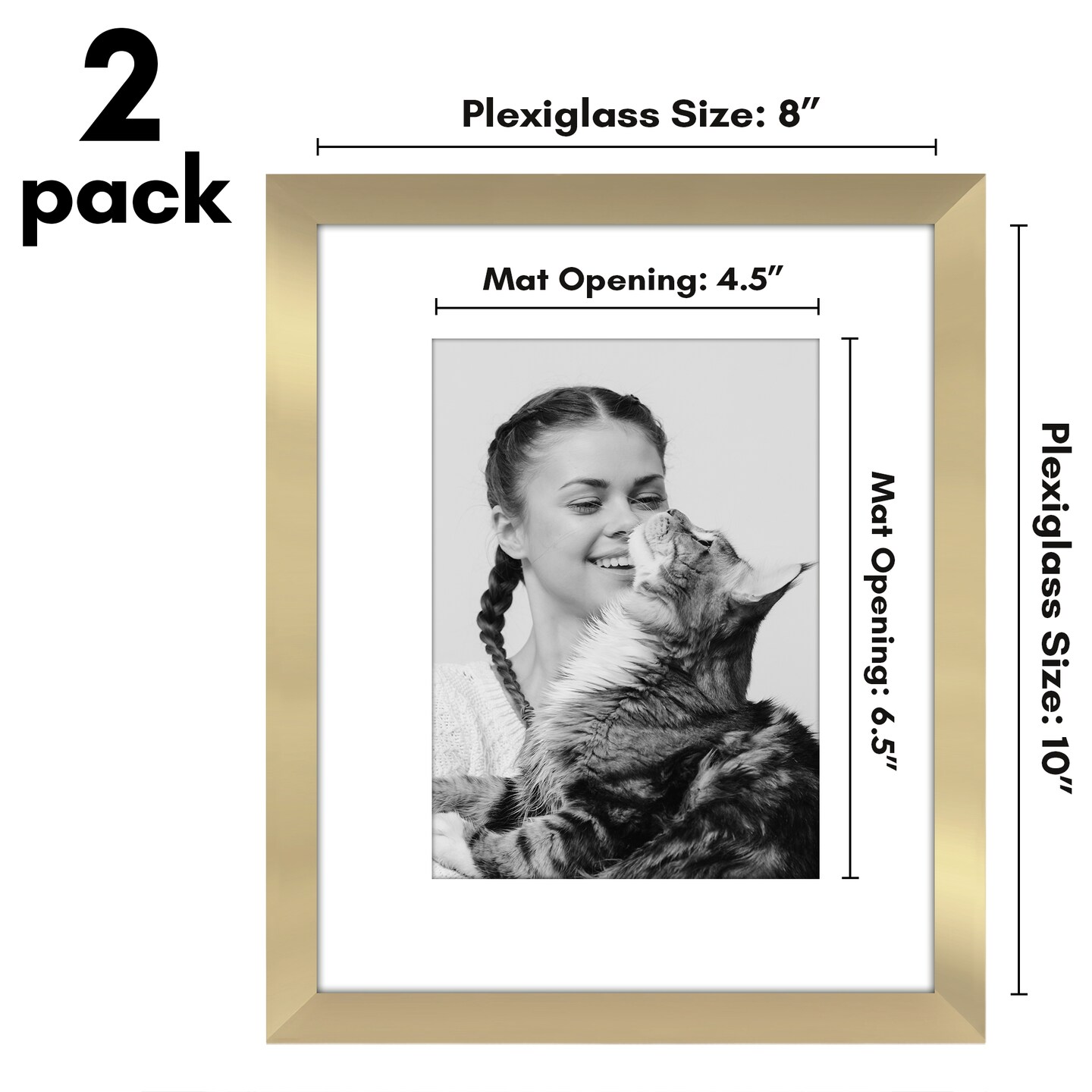Americanflat 2 Pack of Picture Frames with Mat - Plexiglass Cover