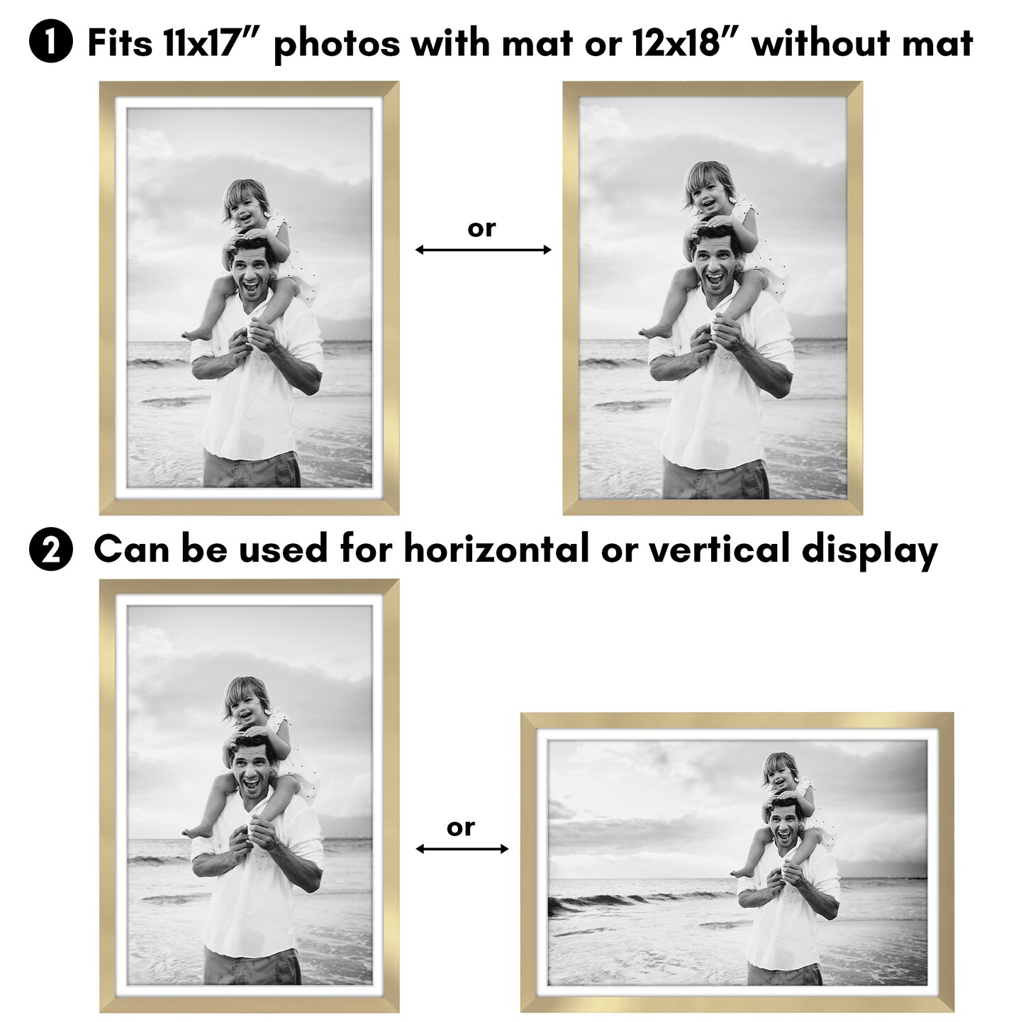 Americanflat 2 Pack of Picture Frames with Mat - Plexiglass Cover