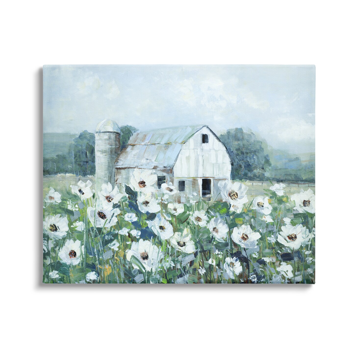 Stupell Industries Anemone Flower Meadow and Barn Canvas Wall Art