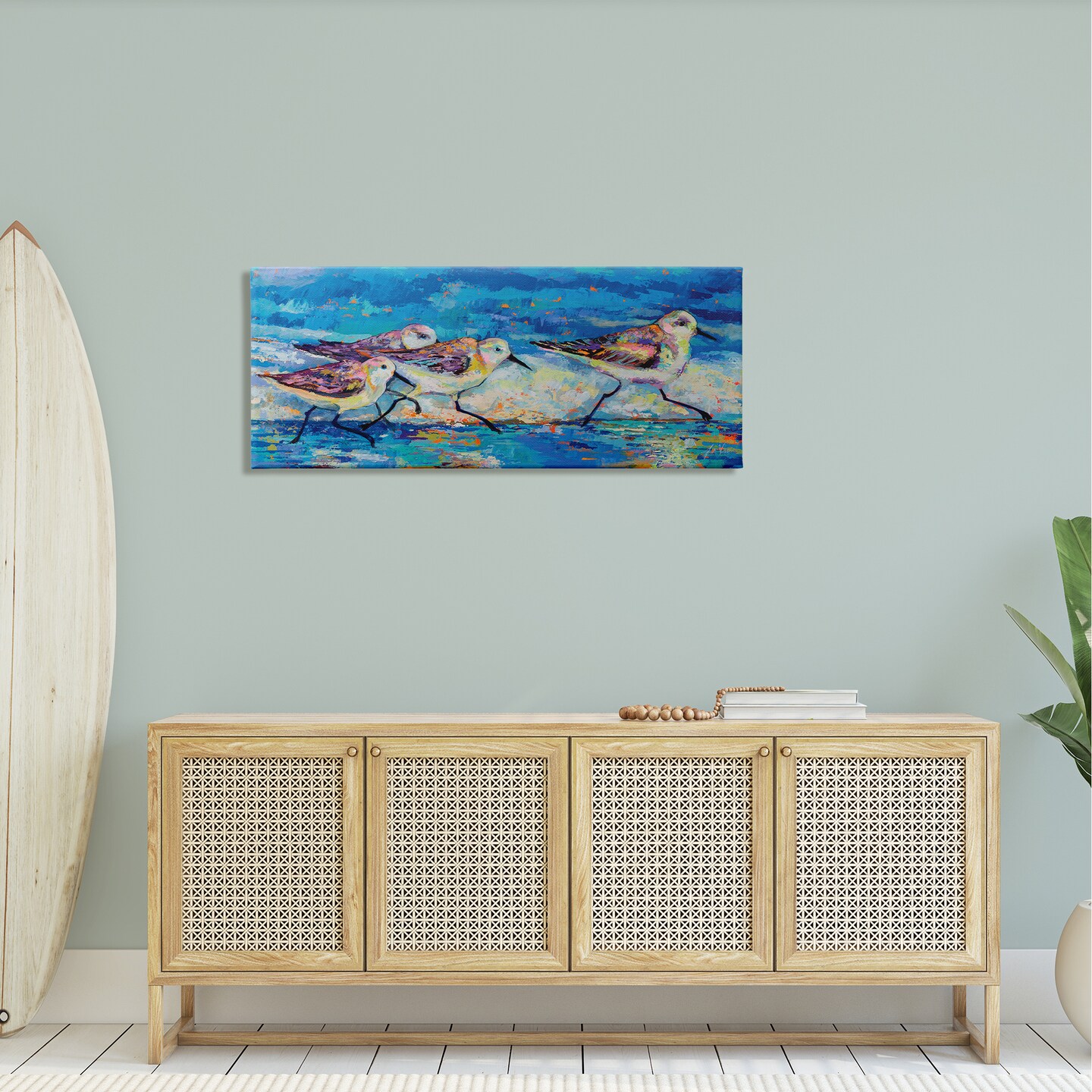 Stupell Industries Modern Sandpipers Walking Beach Canvas Wall Art