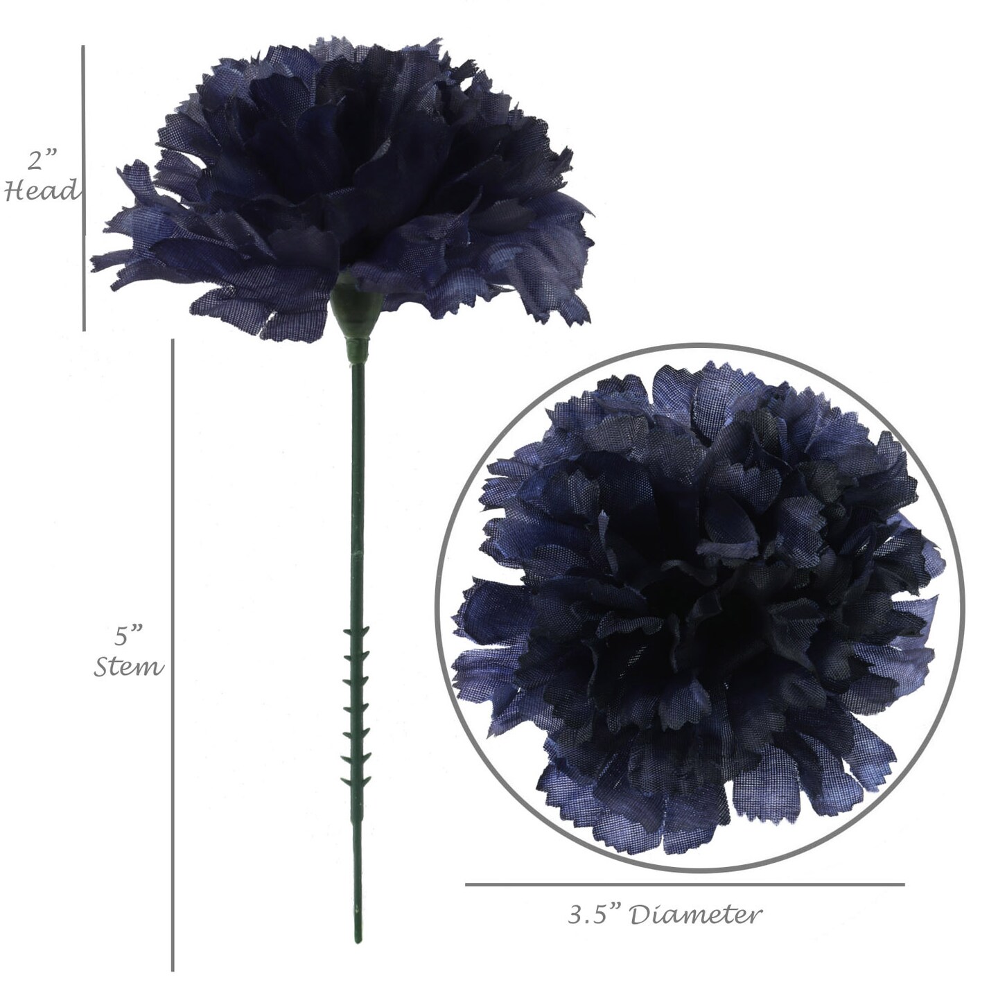 Elegant Navy Carnation Bundle - Set of 100 Premium Artificial Flowers, Perfect for Weddings, Events, and Home Decor, Floral Home by Artificial Flowers