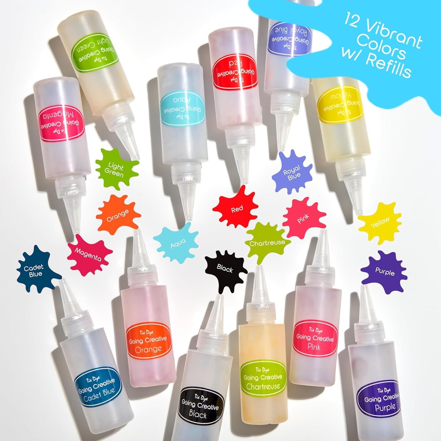 All-In-One Children&#x2019;S Tie Dye Kit - Tie Dye Party Pack W/ 12 Kids Shirts, 12 Colors in Pre-Filled Bottles, 12 Refills, Gloves, Bands &#x26; More - Top Arts and Crafts for Kids 4 &#x26; Up