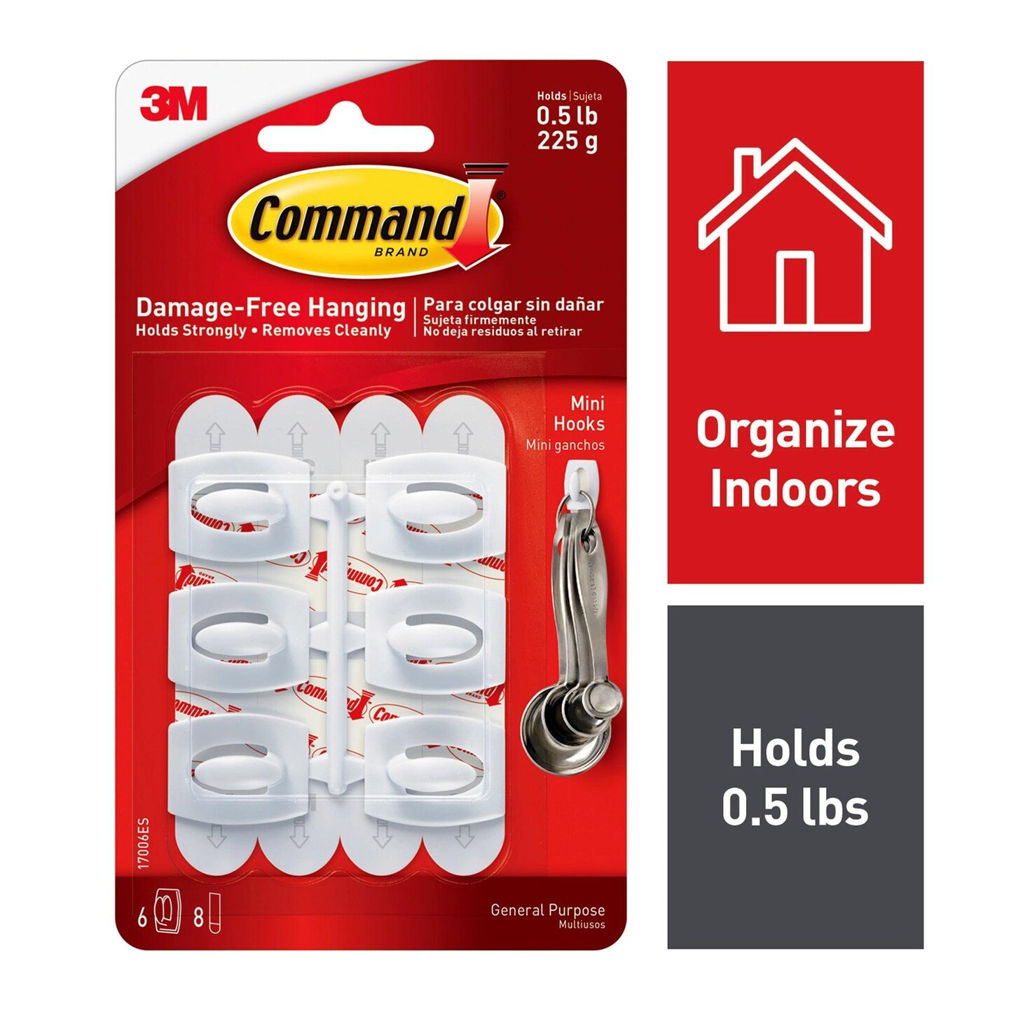 Command&#x2122; Mini Hooks, White, 6 Per Pack, 6 Packs