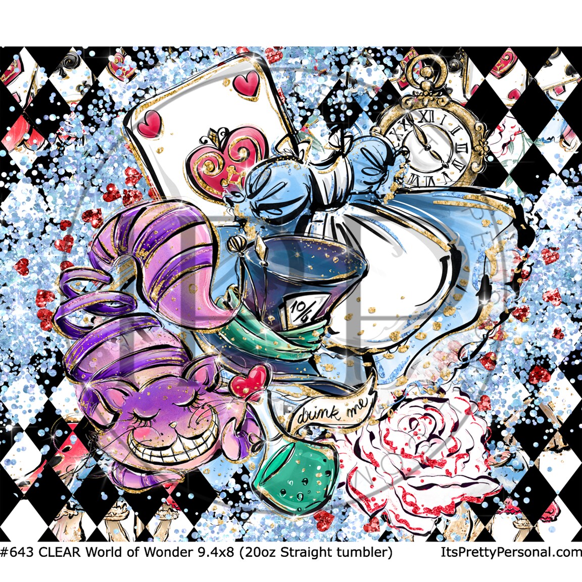 #643 CLEAR- 20oz - World Of Wonderland 9.4&#x22; x 8&#x22; Pattern Vinyl Wrap (IPP EXCLUSIVE!)