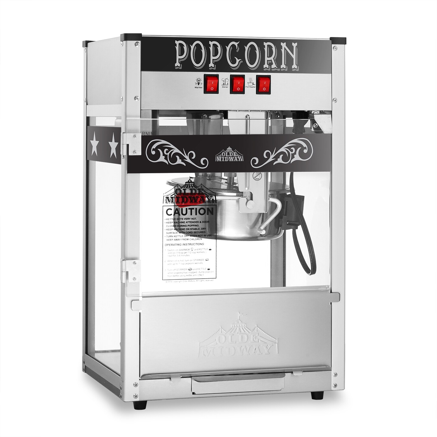 Olde Midway Commercial Popcorn Machine Maker Popper with 8-Ounce Kettle