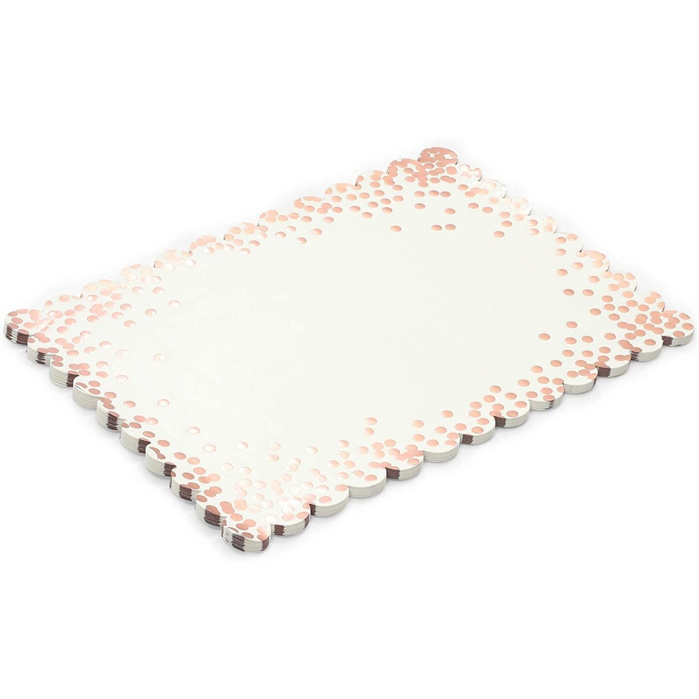 6 Pack Rose Gold Metallic Non-Slip Placemats, Wheat Design
