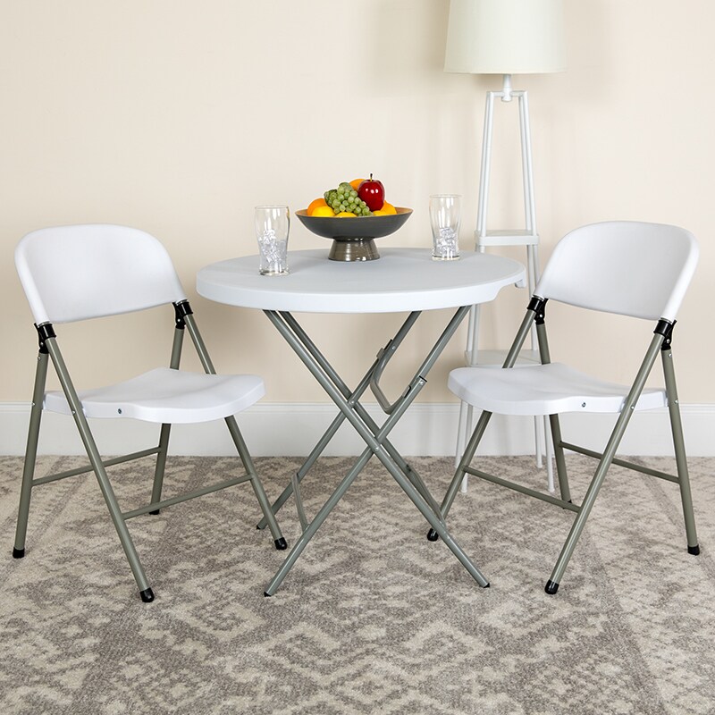Flash Furniture Hercules Series White Plastic Folding Chairs Set Of 2 Lightweight Folding Chairs With Gray Frame
