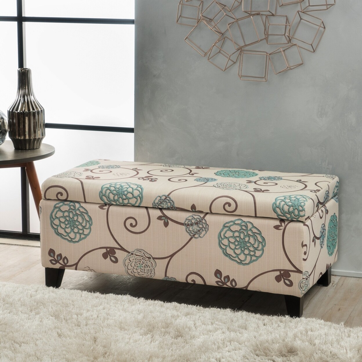 GDFStudio Atlantic Contemporary Fabric Upholstered Storage Ottoman