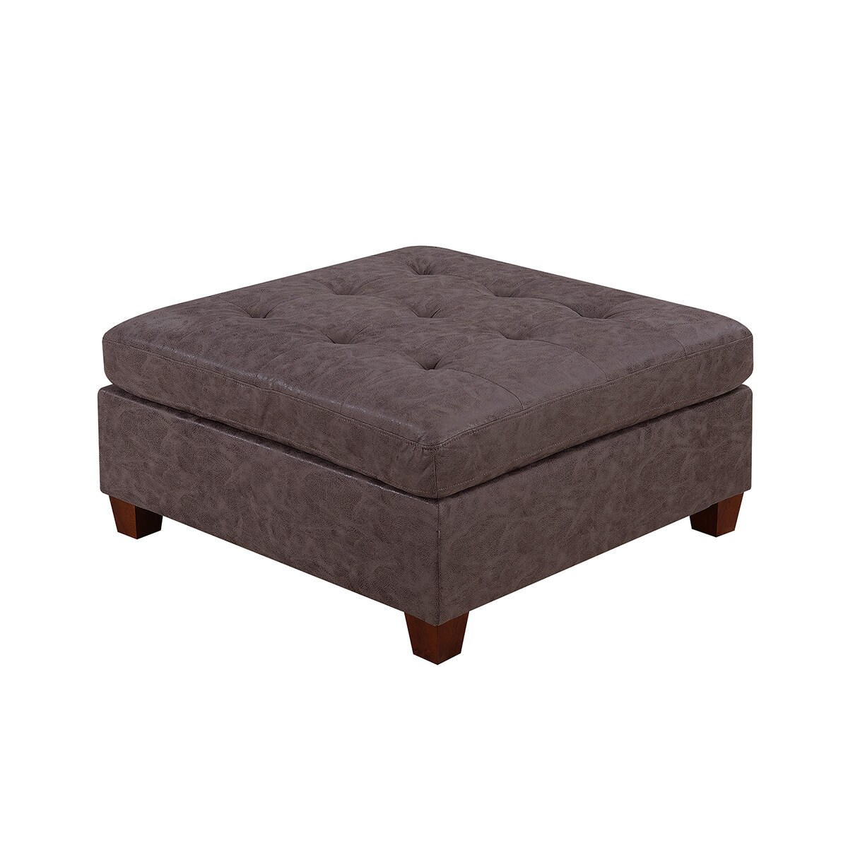 Saltoro Sherpi Contemporary Leatherette Rectangular tufted Ottoman, Dark Brown-