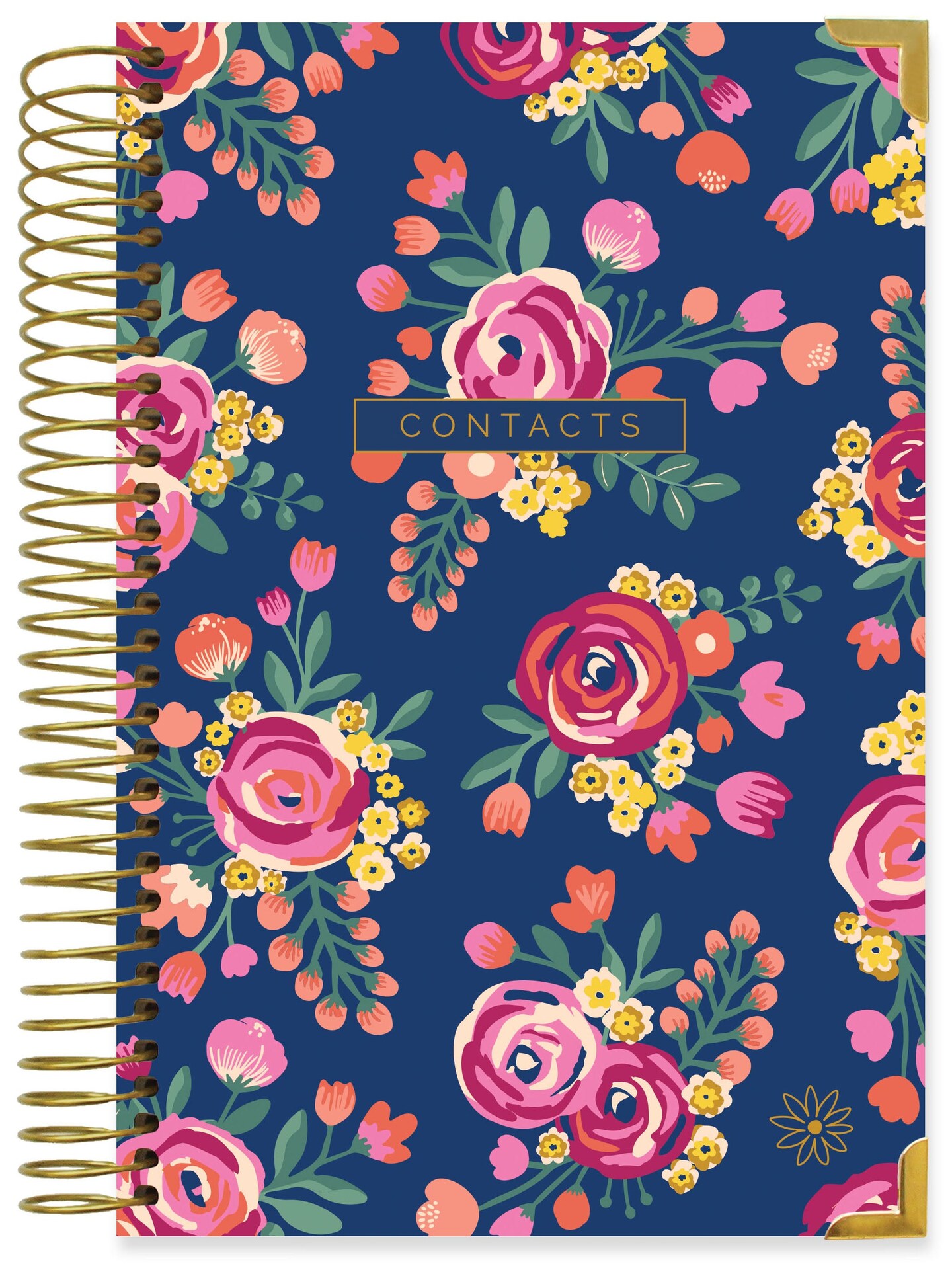 bloom daily planners Contact Book, Vintage Floral Gold Stamp