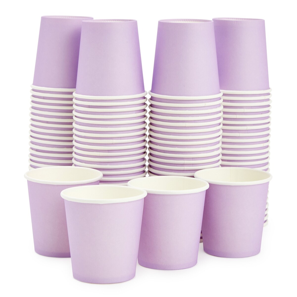100 Pack 4 Oz Mini Disposable Paper Cups for Espresso, Mouthwash, Tea, Coffee - Plain Purple