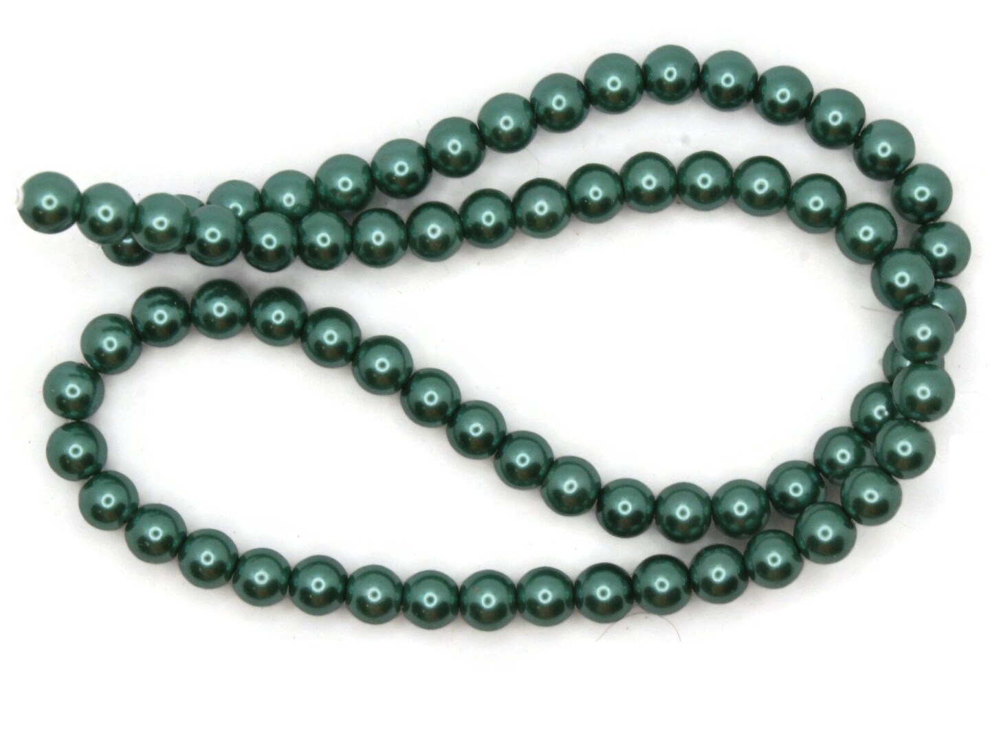 72 6mm Green Round Glass Pearl Beads