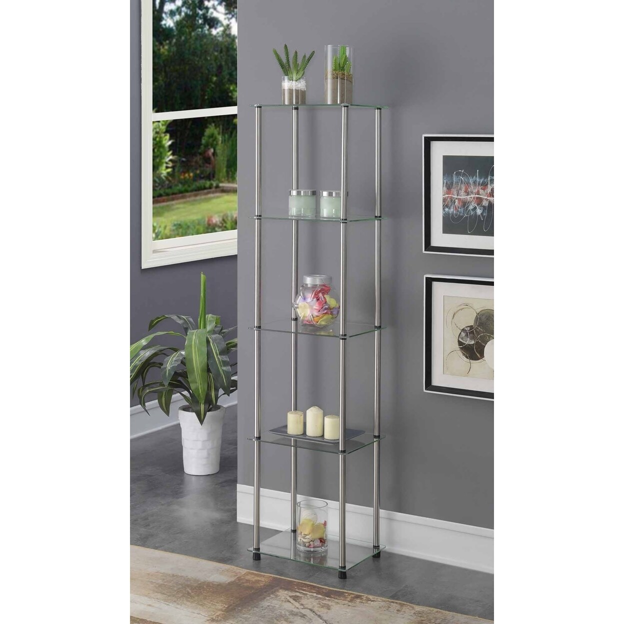 値引 Designs2Go Clear Classic Three-Tier Glass Convenience Shelf Tier Glass  Concepts Classic Tower