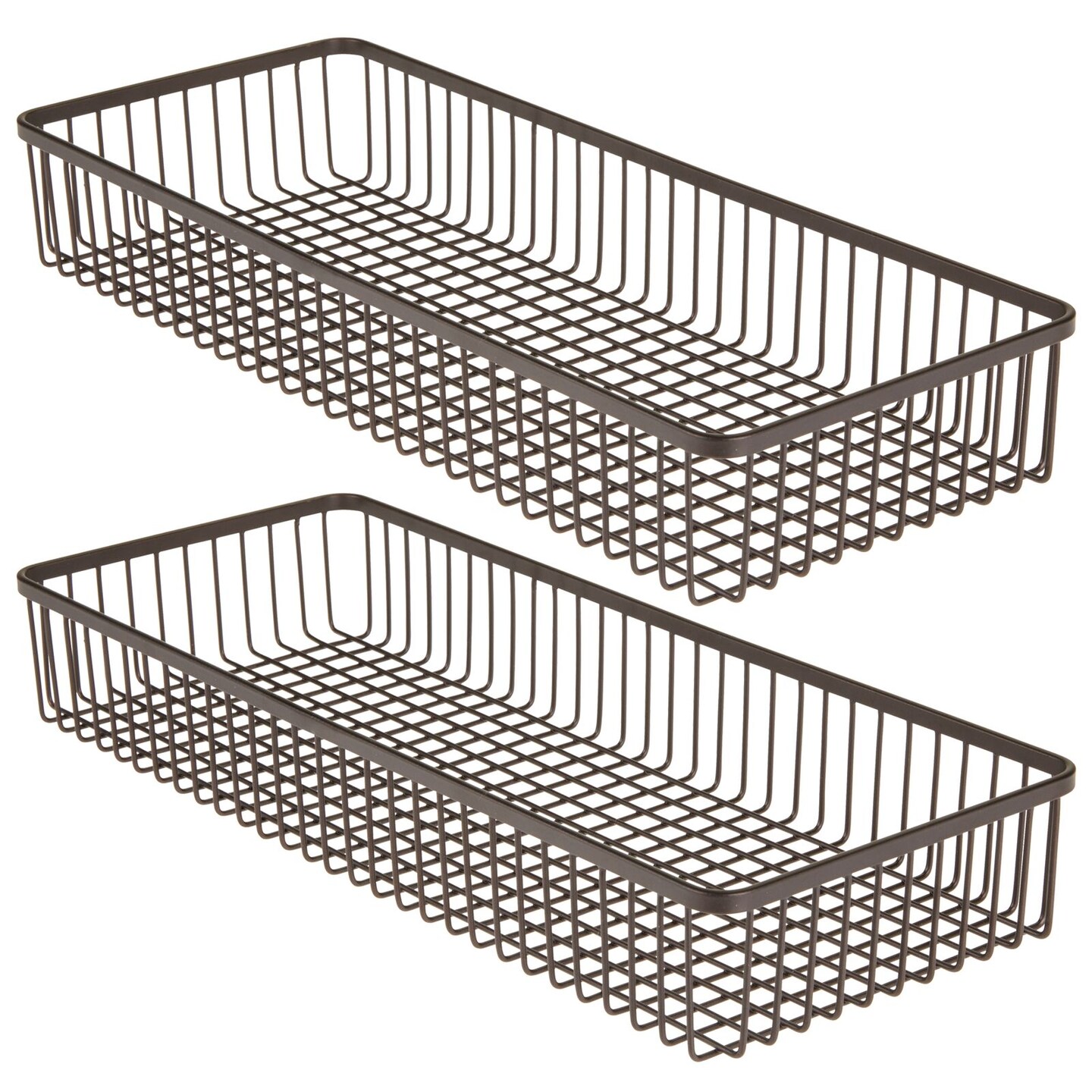mDesign Metal Farmhouse Kitchen Cabinet Drawer Organizer Basket