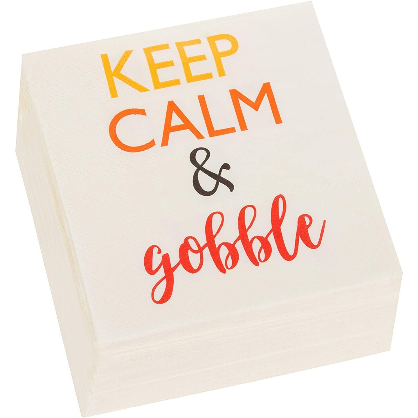 Keep Calm White Paper Napkins for Thanksgiving Party (5 x 5 In, 100 Pack)