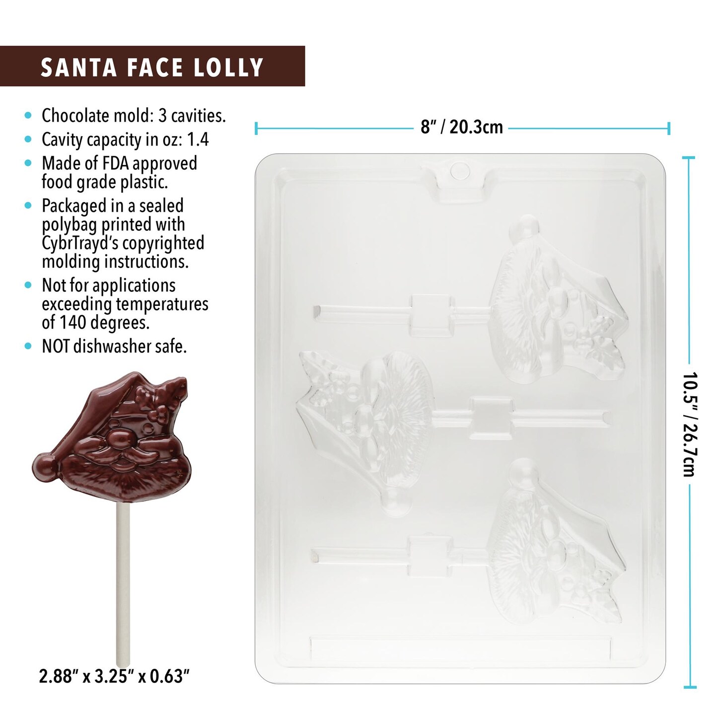 Chocolate Mold Santa Face Lolly