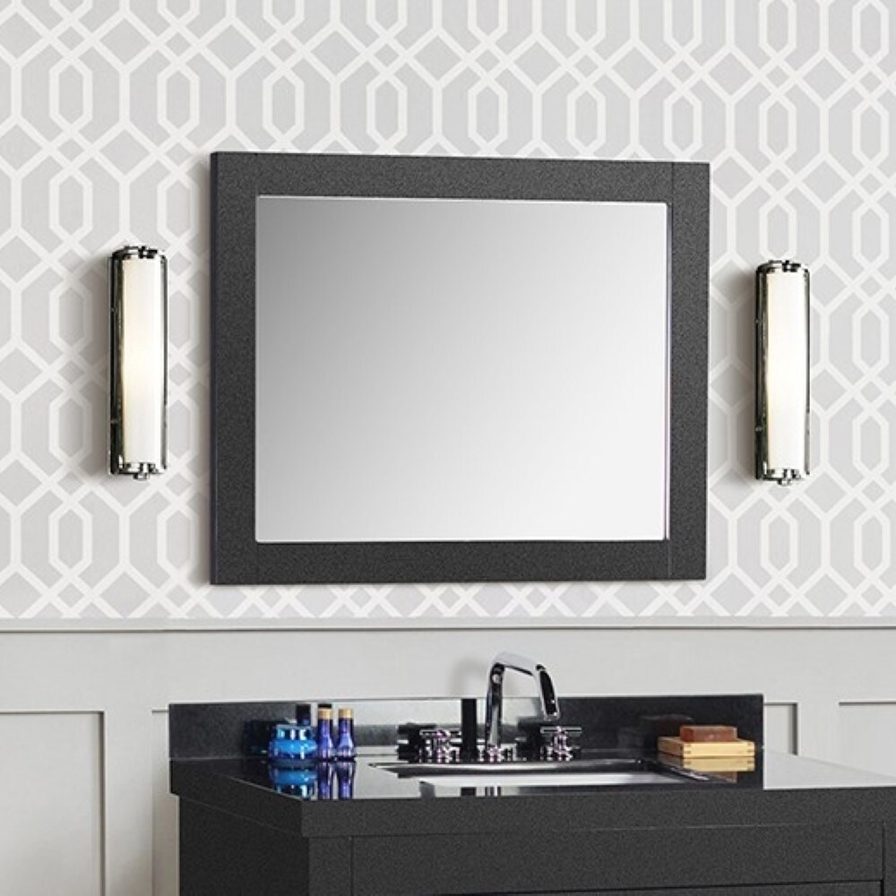 Bellaterra Home 30 in. Rectangle Wood Frame Mirror in Matte Black Finish