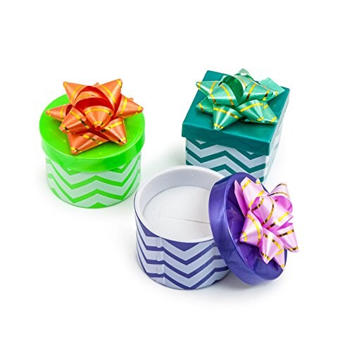 JewelrySupply Two Piece Ring Boxes - Assorted Chevron Patterns Mini-Hat Boxes (48-pcs)