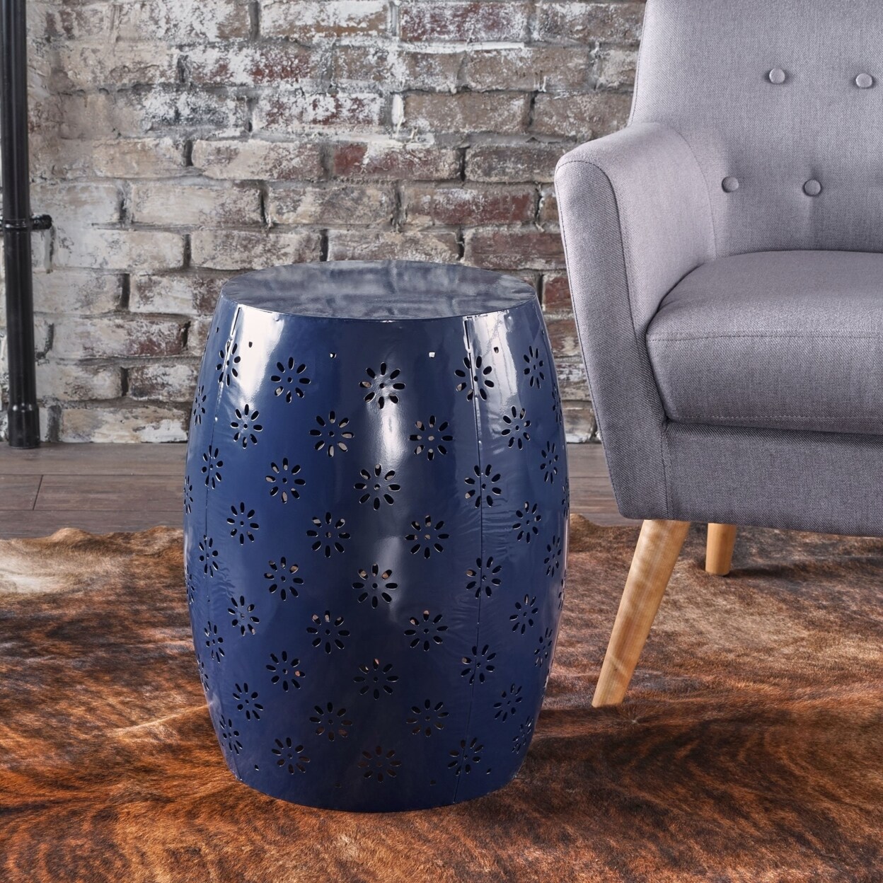 GDF Studio Riley Outdoor 12&#x22; Iron Side Table