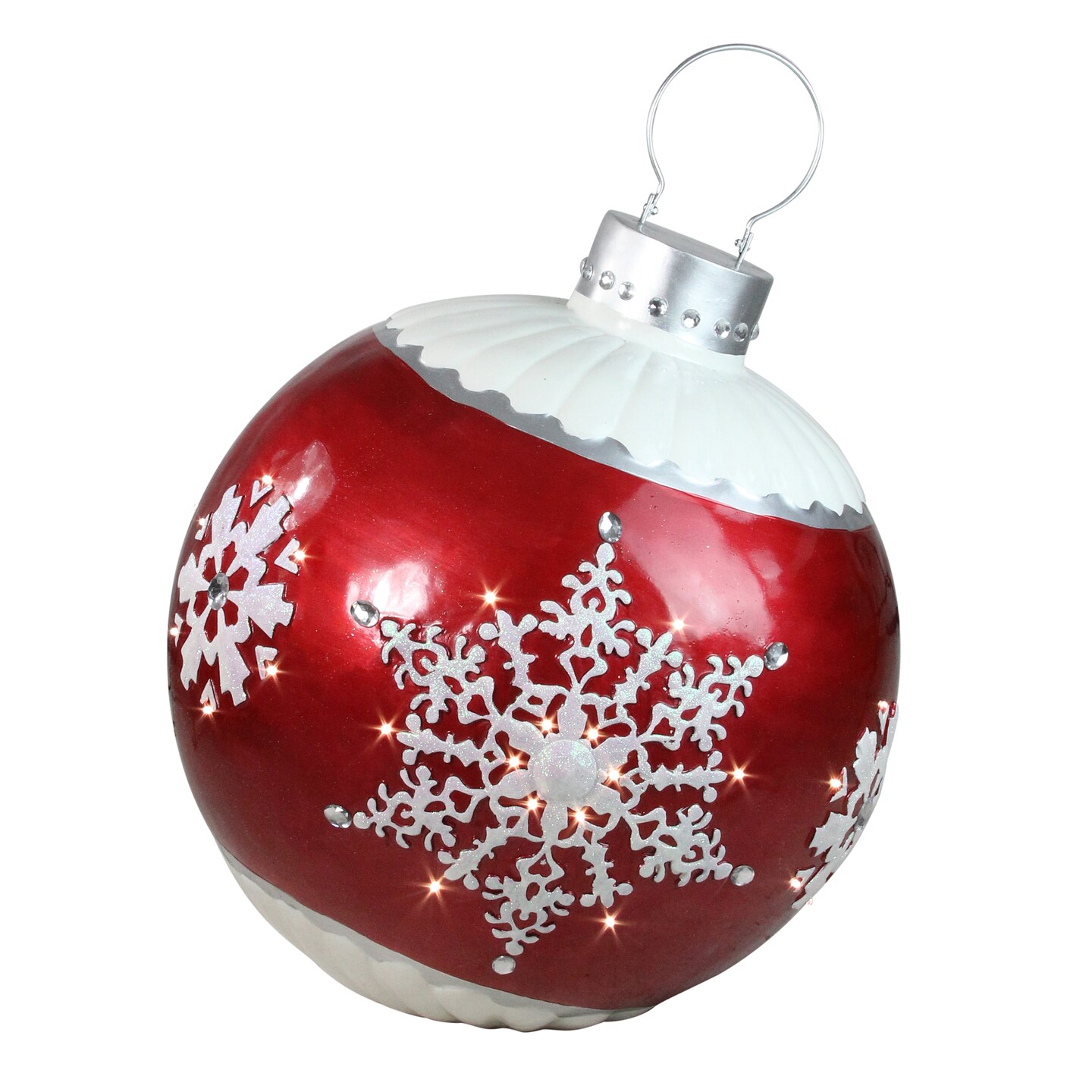 Northlight 26.5&#x201D; LED Lighted Red Ball Christmas Ornament with Snowflake Outdoor Decoration